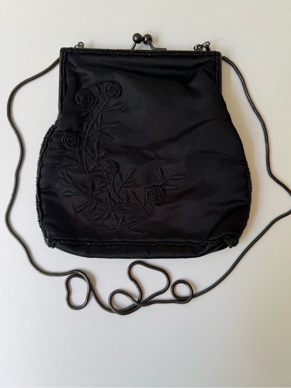 Black Embroidered Evening Crossbody Bag - Picture 1 of 4